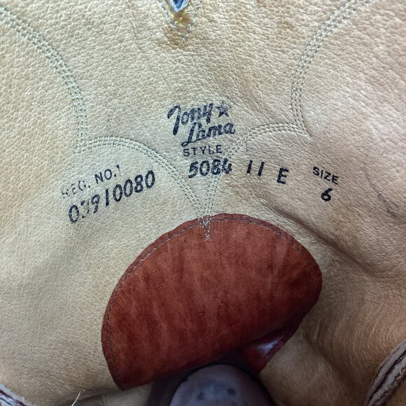 Vintage Tony Lama 5084 Dress Western Cowboy Leather Boots Mens 11E Cognac - Picture 10 of 10